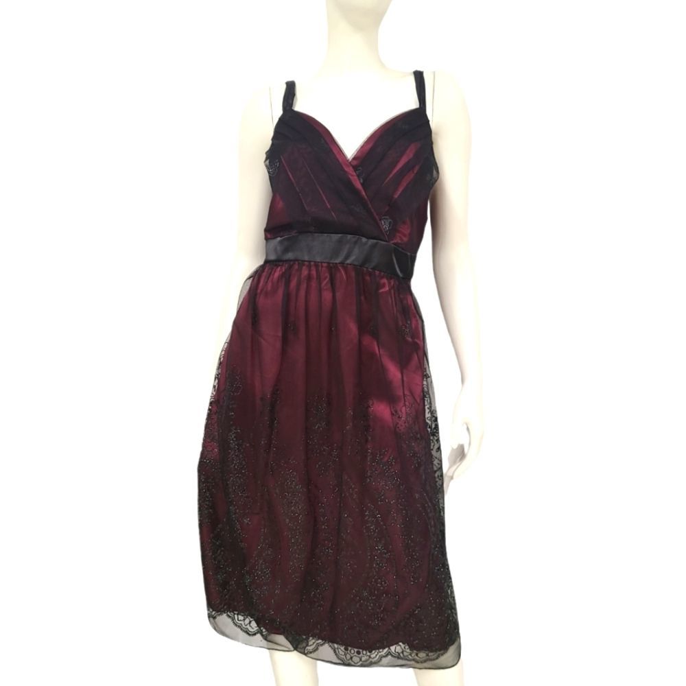 Brand new with Tags burgundy and Black Special Occasion Dress size 24 - Picture 1 of 7
